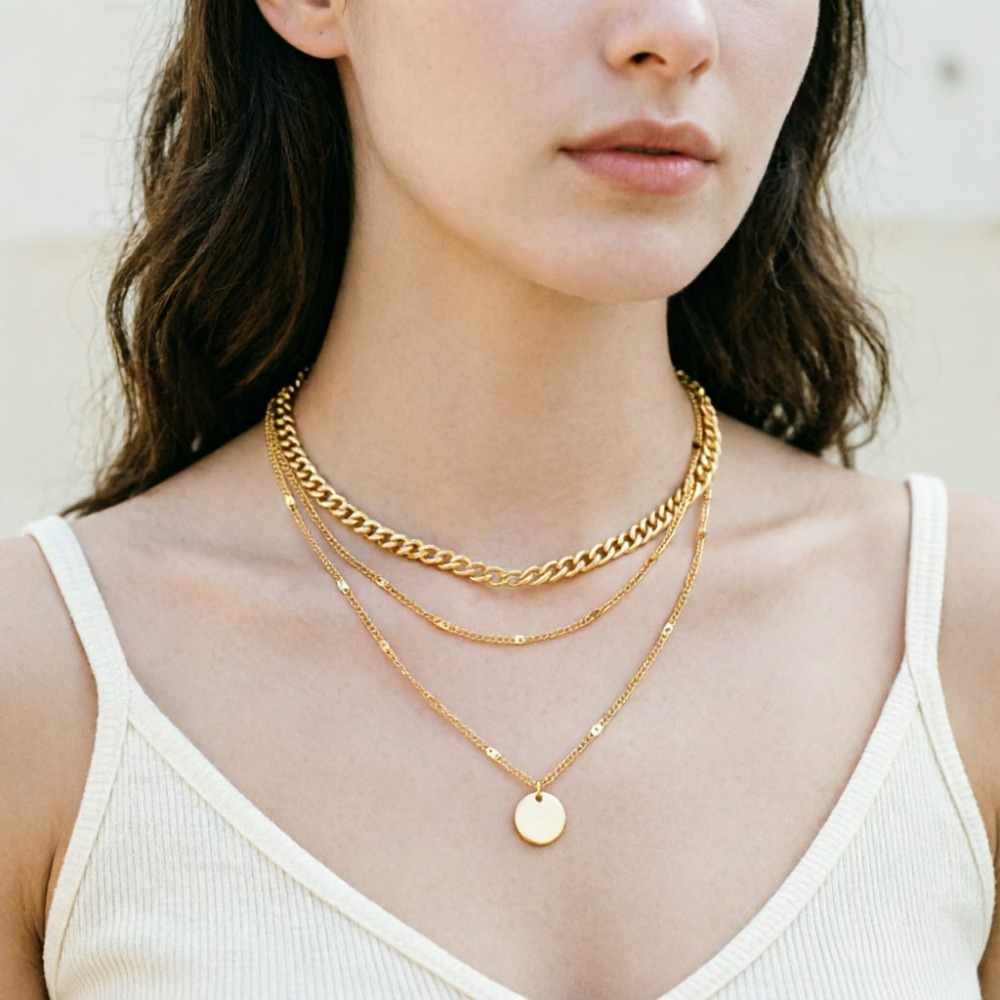 Kalung Liontin Berlapis Esteti - Layered Pendant Necklace Aesthetic ulasan dan harga