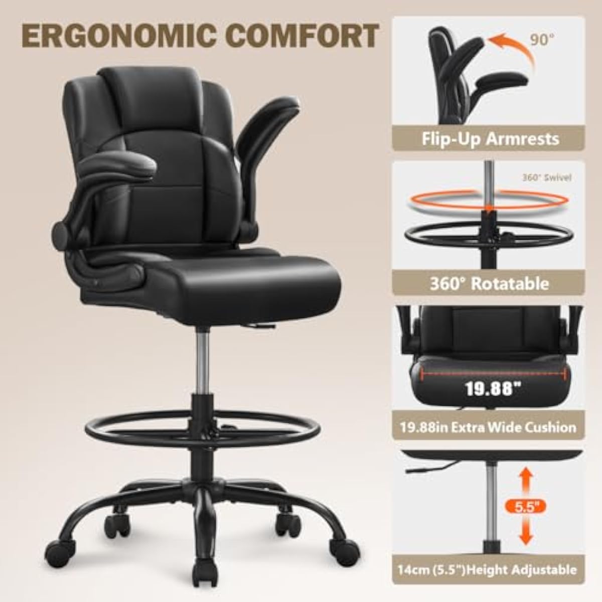Bangku Tinggi Ergonomis untuk  - Rings ulasan dan harga