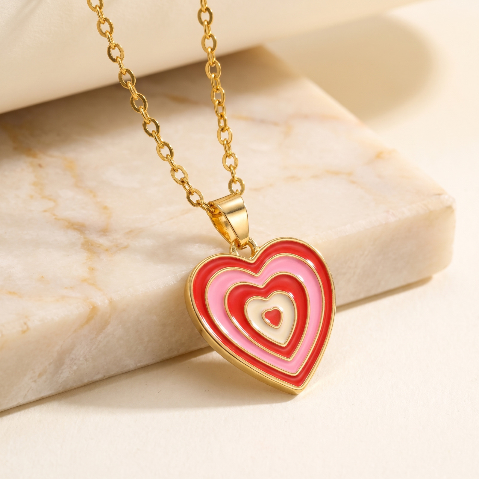 Kalung Liontin Hati Berlapis E - Layered Pendant Necklace Aesthetic ulasan dan harga