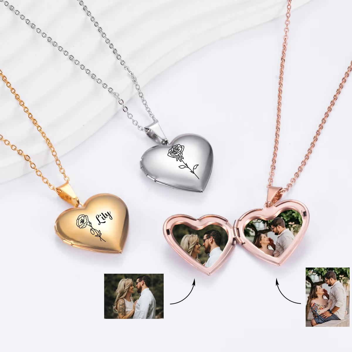 Kalung liontin bunga lahir hat - Heart Locket Necklace Photo ulasan dan harga