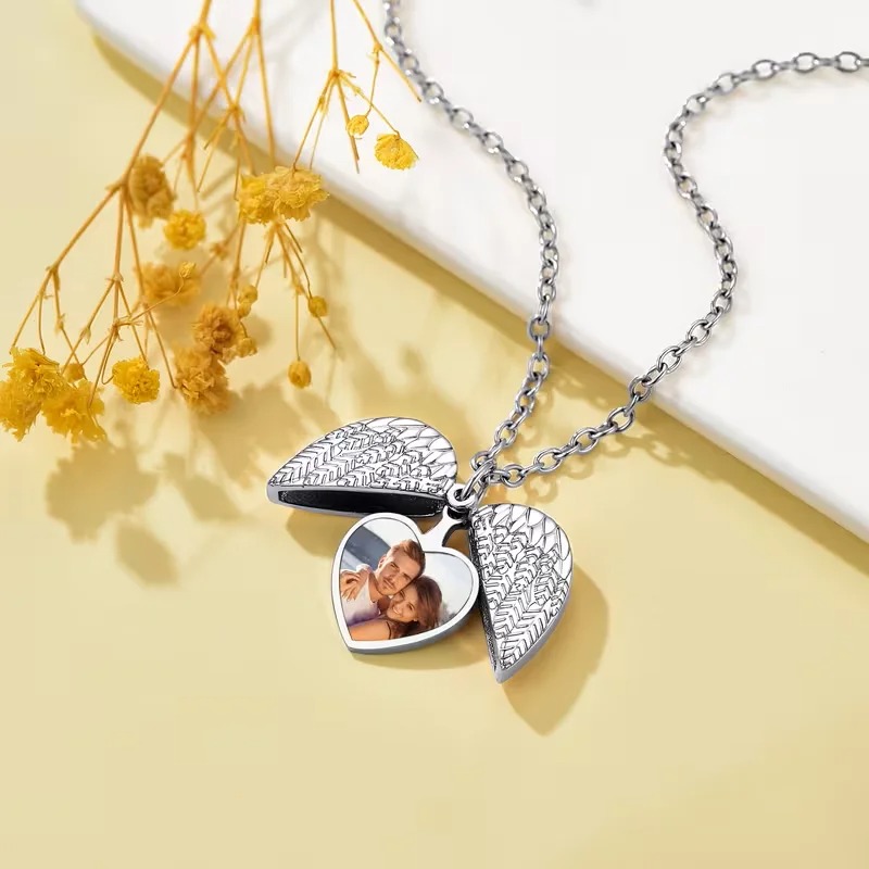 Kalung Liontin Foto Kustom Ben - Heart Locket Necklace Photo ulasan dan harga