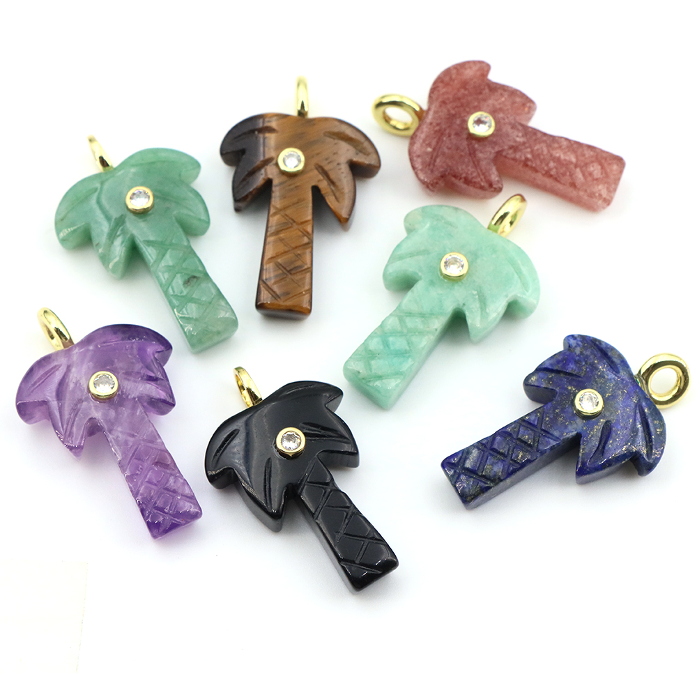 Liontin Pohon Kelapa Batu Alam - Crystal Pendant Necklace Natural Stone ulasan dan harga