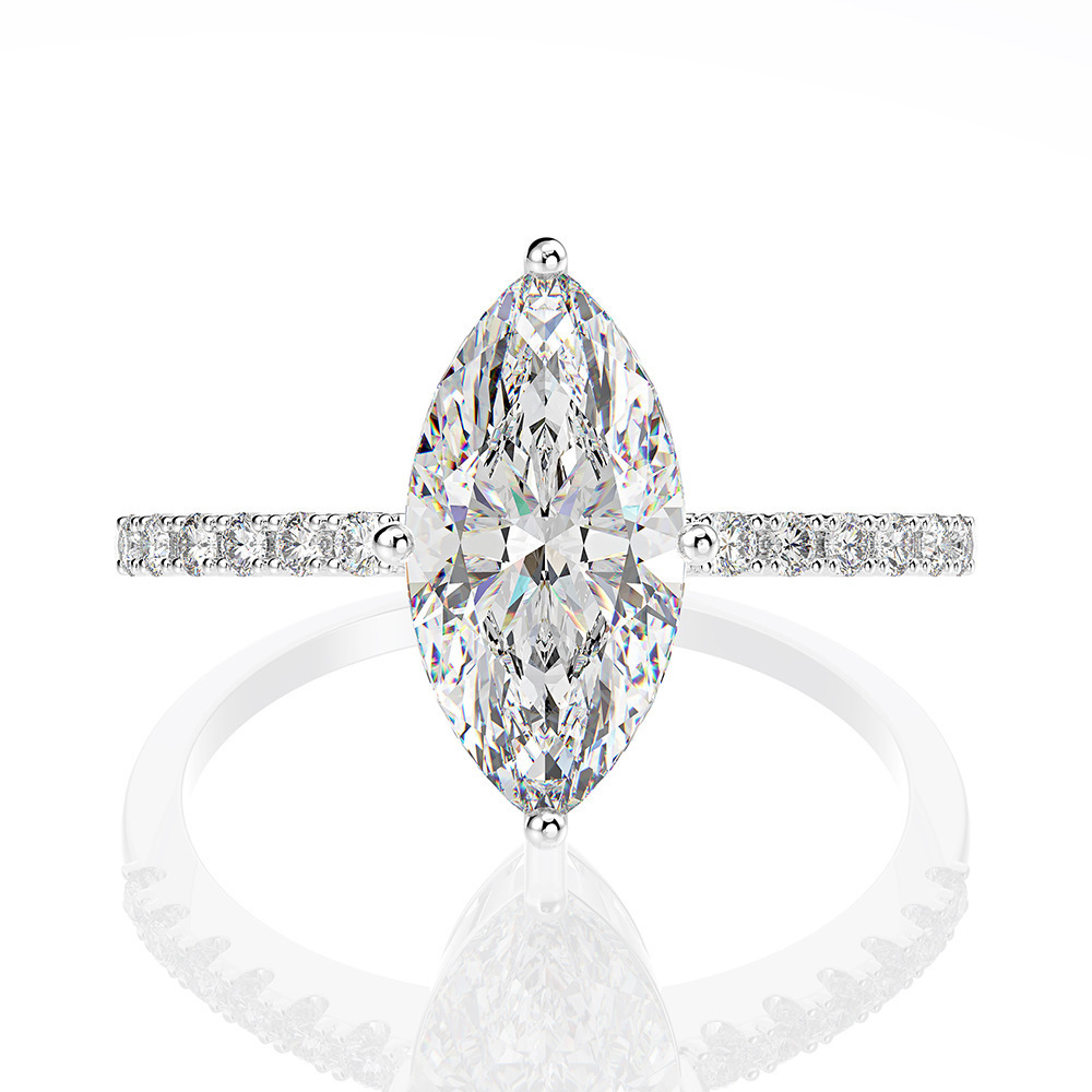 Cincin Pernikahan mewah asli 1 - Moissanite Engagement Ring 1 Carat ulasan dan harga