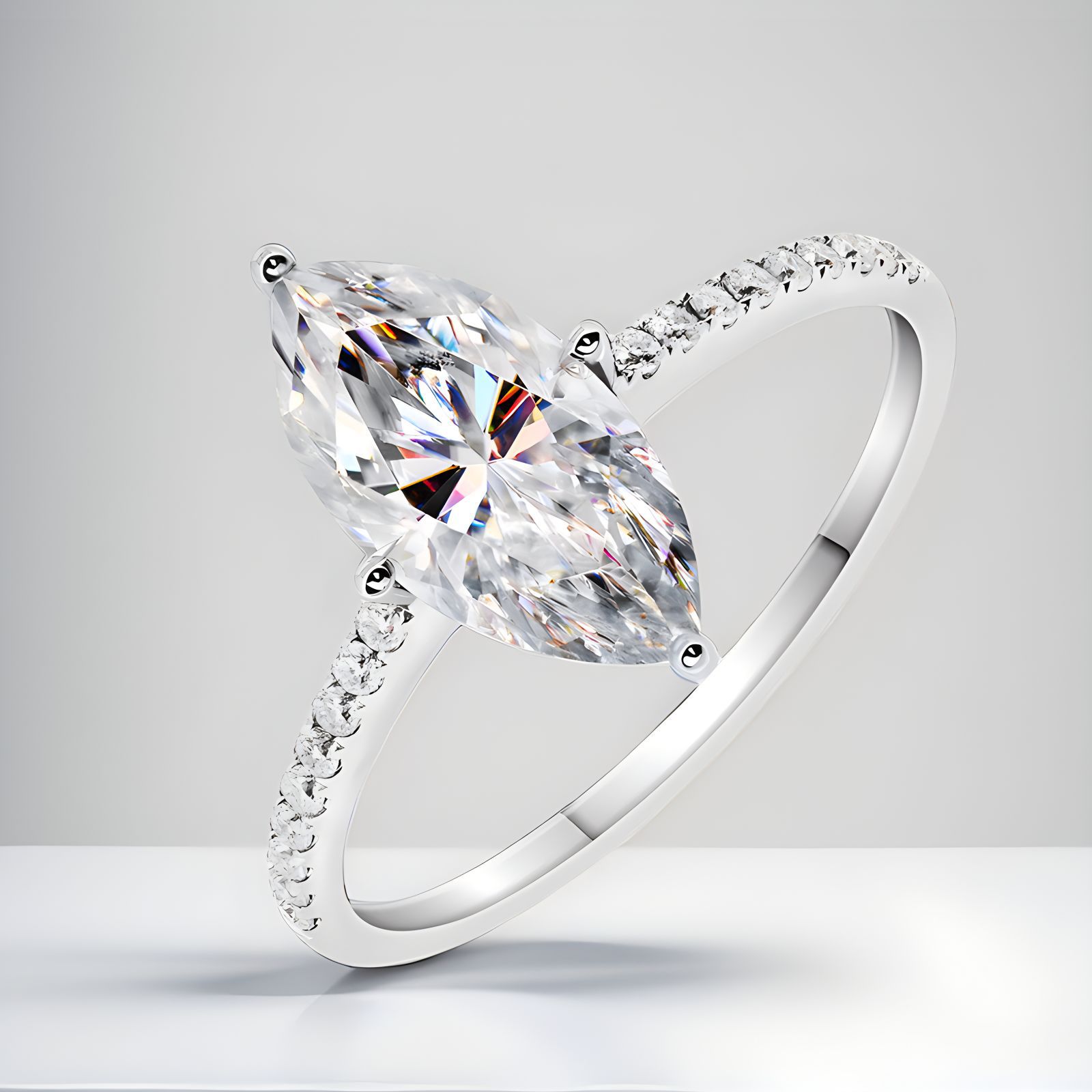 Cincin Pernikahan mewah asli 1 - Moissanite Engagement Ring 1 Carat ulasan dan harga