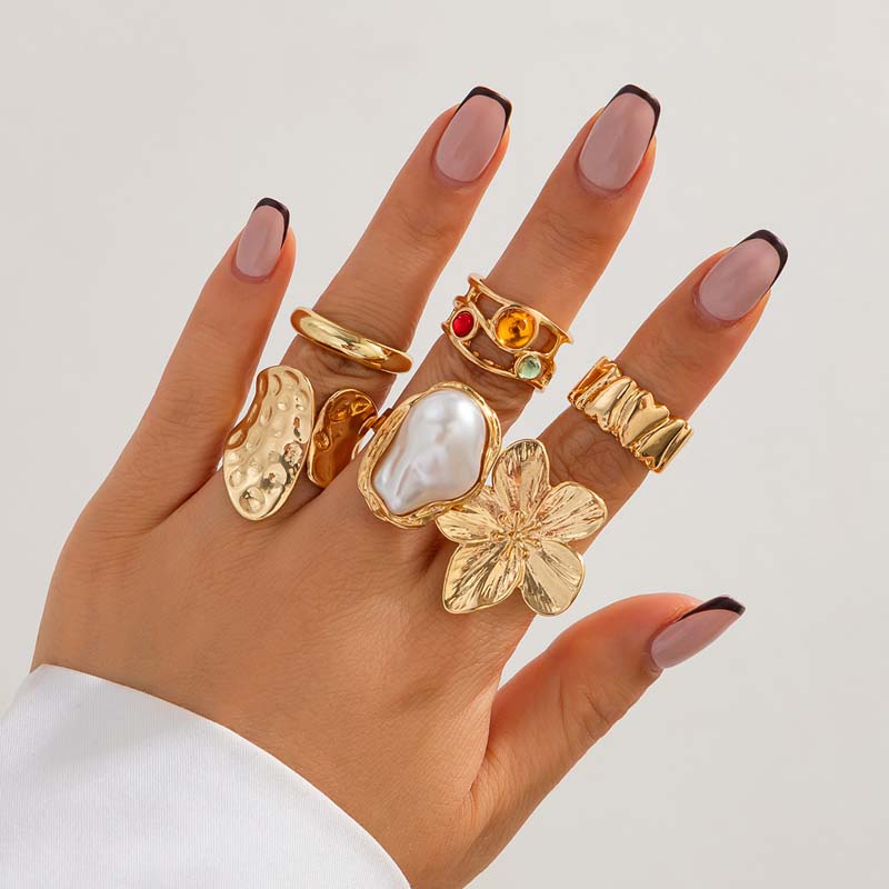 6 Buah/Set Set Cincin Bunga Lo - Vintage Punk Knuckle Rings Set ulasan dan harga