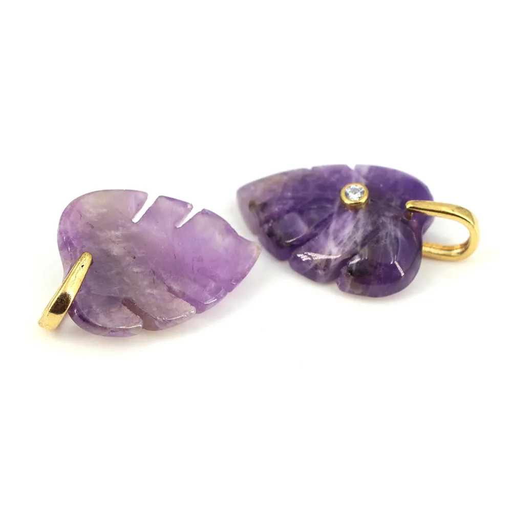 Liontin Daun Kristal Penyembuh - Crystal Pendant Necklace Natural Stone ulasan dan harga