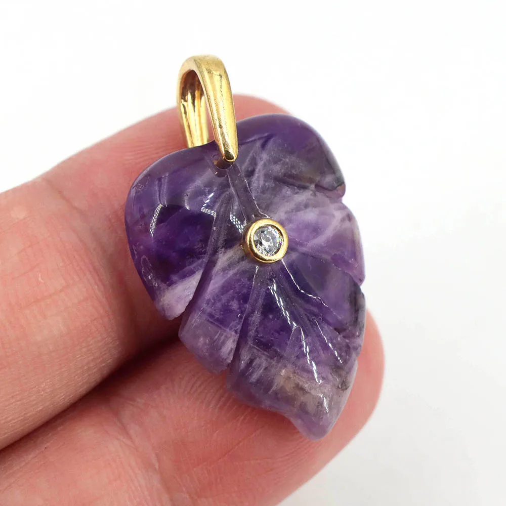 Liontin Daun Kristal Penyembuh - Crystal Pendant Necklace Natural Stone ulasan dan harga